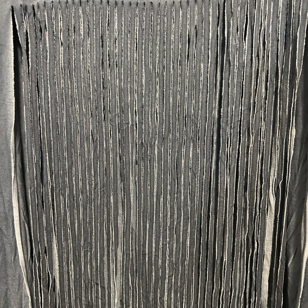 POL Blackish Sleeveless tank with open fringes.Very unique top and fun to wear - Picture 5 of 7